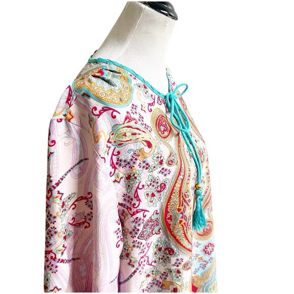 Soft Surroundings Bohemian Tunic Size Large Multi Pattern Colorful With Tassels - Picture 10 of 14